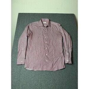 Eton Shirt Mens Large 42 16.5 White Red Striped Contemporary Casual Dress Preppy